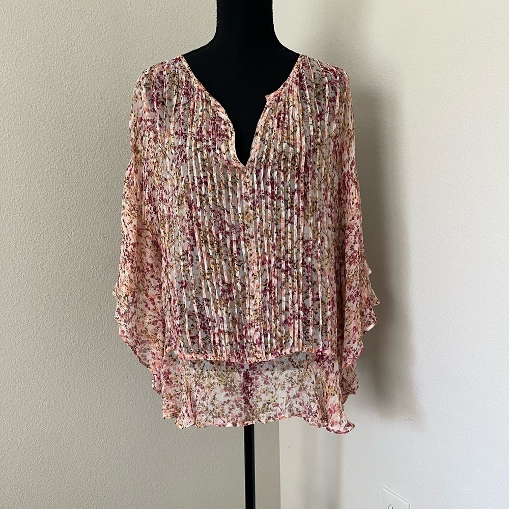 Sundance Floaty Floral Blouse in Pink and Cream Sz S Like new.